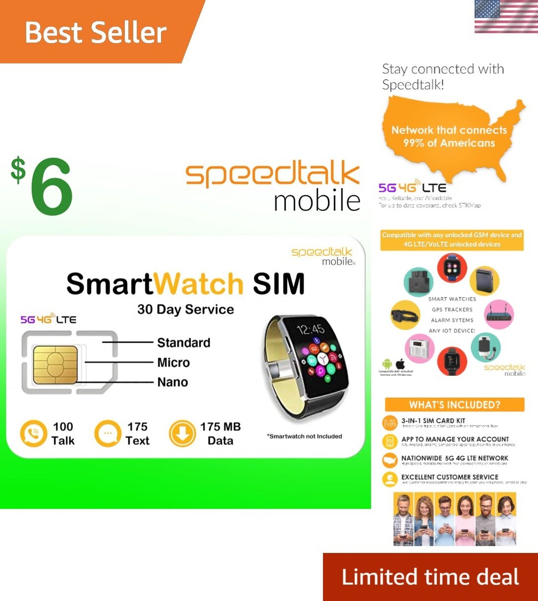 Ultimate 5G Prepaid SIM Card for GSM Smartwatches 30 Days with