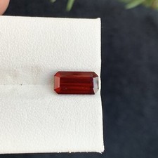 2.85 Cts Natural SI Red Garnet 10mm Emerald Shape Loose Gemstone Tanzania