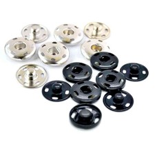 METAL SEW-ON SNAP FASTENERS POPPERS PRESS STUDS Silver or Black