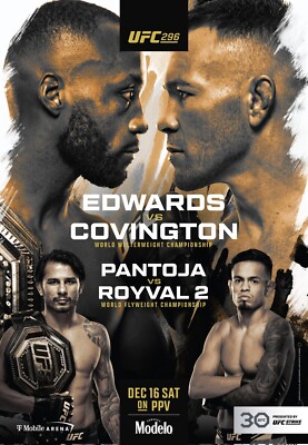 Fight Poster UFC 296 Leon Edwards Vs Colby Covington 11X16 Pantoja  Royval
