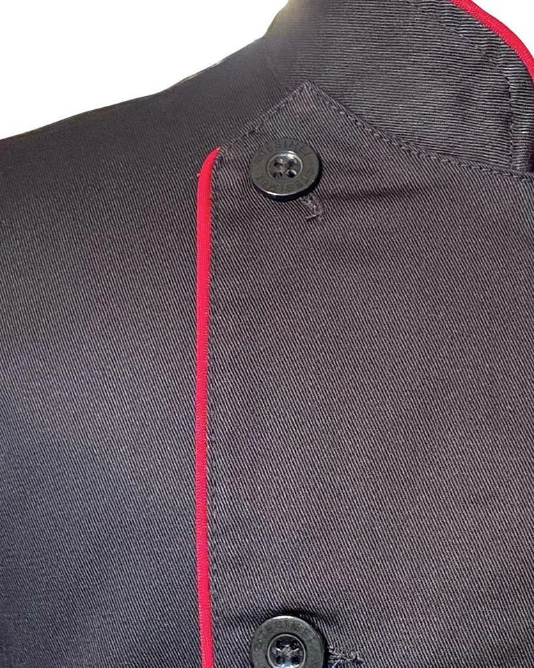 UScarmen Unisex Classic Short Sleeve Chef Coat Jacket 0190328 White Black  - Image 4 of 4