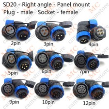 SD20 2-12pin LED Connector IP67 Waterproof Connector , Panel Mount ConnectorSet