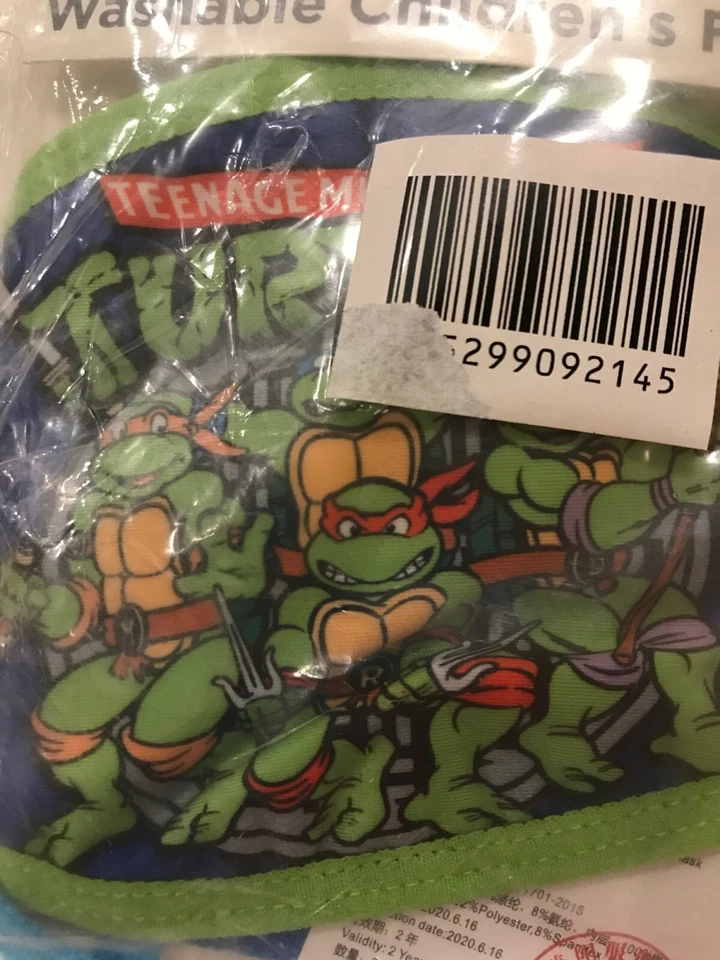 Ninja Turtles FACE MASK Set of 3 Nickelodeon Kids 3pk TMNT Mouth Covering Rare - Image 2 of 4