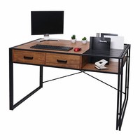 BüRotisch HWC-H91, Schreibtisch Computertisch, Industrial 76X120X70Cm, Braun