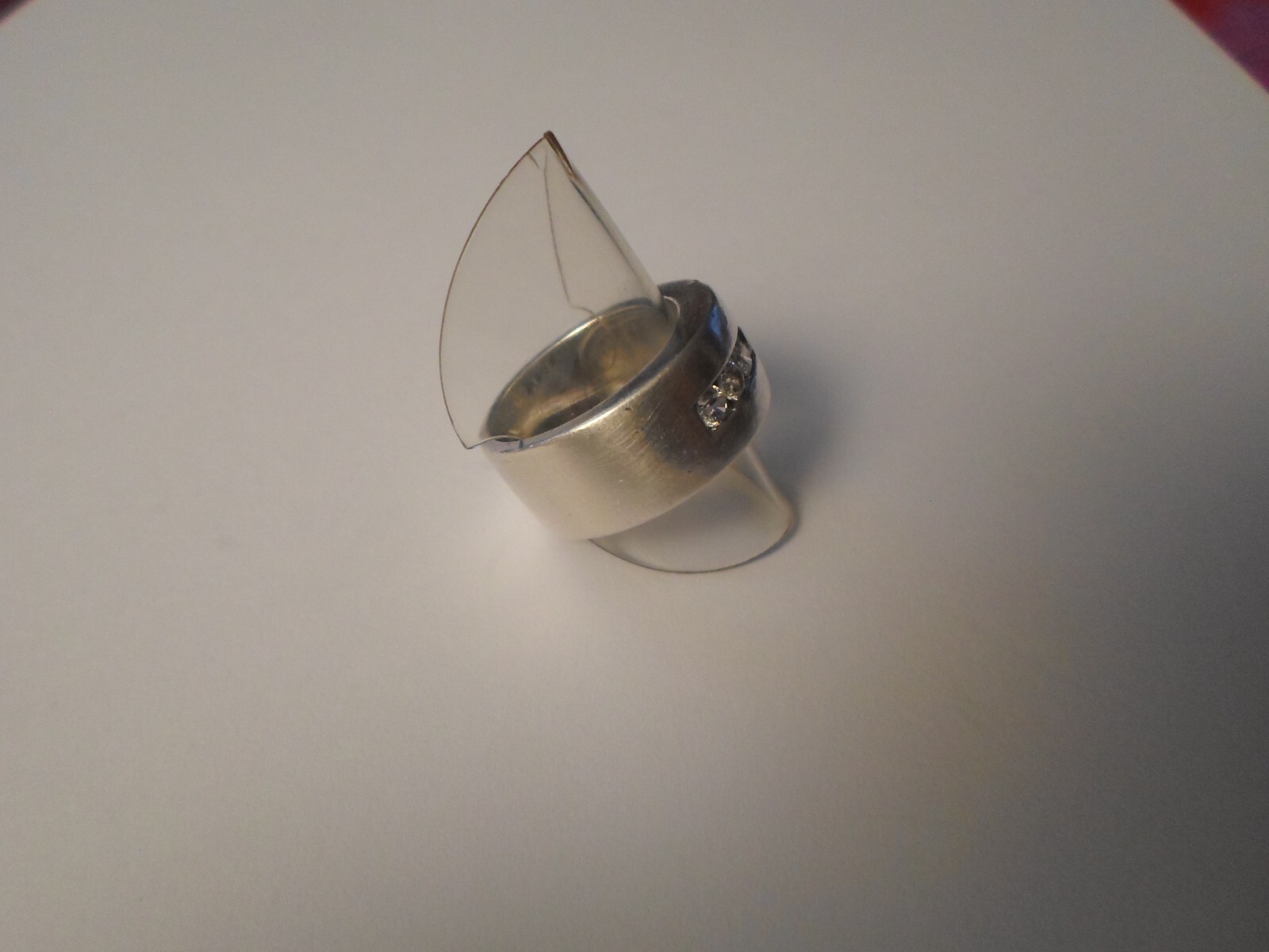 solid silver ring, zirconium inlaid ring, size 55… - image 9