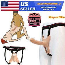 Silicone Realistic Hollow Strap-on Harness Dildo Penis Cock Extension Sex Toy