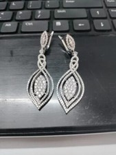 2Ct Round Cut Simulated Diamond Women Drop Dangle Earrings 14k White Gold Plated