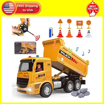 Remote Control Dump Truck Toy for Kids 5+, Rechargeable Construction Vehicle