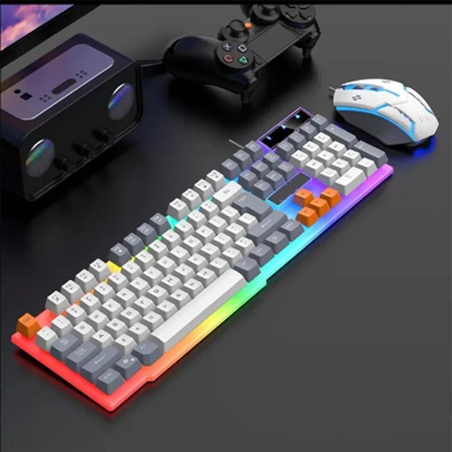 Computer Desktop Gaming Keyboard And Mouse Rainbow LED Backlit Mechanical Feel - Afbeelding 18 van 18