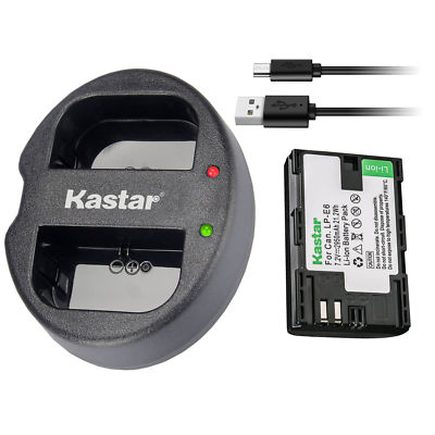 LP-E6 Battery & Dual USB Charger for Canon EOS 6D, 6D Mark II, 7D Mark II, 60Da