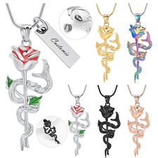 Urn Necklace for Ashes Rose Flower Cremation Jewelry for Ashes Urn Memorial Gift