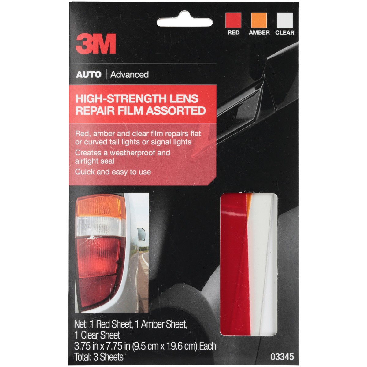 3M Auto Advanced HIGH-STRENGTH LENS REPAIR FILM RED AMBER CLEAR