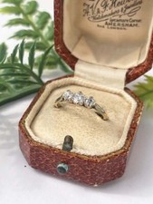 Second Hand Unsual (1970s) 18ct Yellow & White Gold Three Stone Diamond Set Ring