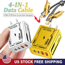 120W Super Fast Charge Wall Charger Adapter + 4-IN-1 Cable For Samsung S24/FE/+