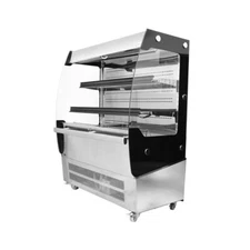 Omcan USA 31809 39" Open Air Refrigerated Display Case, Stainless Steel, 2 Sh...