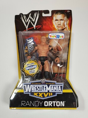 RANDY ORTON WWE WRESTLING FIGURE WRESTLEMANIA XXVII w/ STAND TOYS R US 2011 RARE