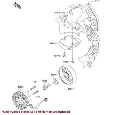 OE Magneto Coil Stator+Voltage Rectifier+Gasket Assy.06-07 Ninja