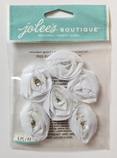Jolee's White Small Florals Fabric Flowers With Gems Scrapbooking Stickers