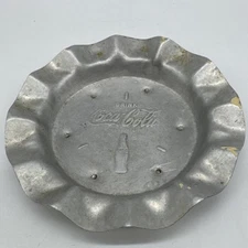 Vintage "I Drink Coca Cola" Metal Soda Advertising Ashtray Used Collectible