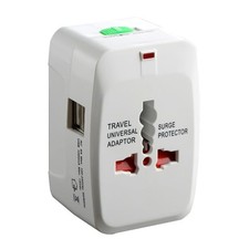Universal Travel Adapter 1500W 2 USB Ports - Worldwide Plug Converter with Sa...