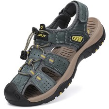 Men's Sport Sandals Outdoor Hiking Sandals Closed Toe Leather Athletic Lightw...