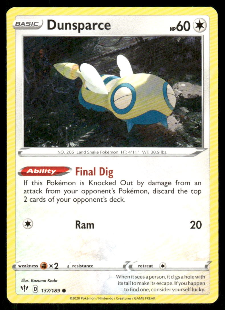 Dunsparce 137/189 - Darkness Ablaze - Common NM