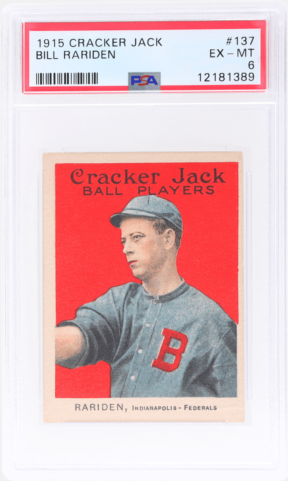 1915 Cracker Jack Bill Rariden #137 PSA 6