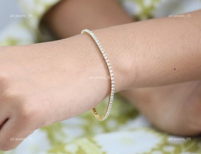 Diamond 14K Yellow Gold Sisters Day Unstoppable Women Tennis Birthday Bracelet