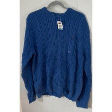 Chaps Mens Blue Cable Knit Crewneck Sweater XL Cotton NWT