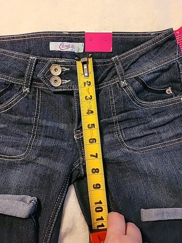 NEW Juniors sz 3 Candies Cool and Cuffed Denim Capris Double Button - Picture 13 of 16