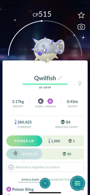 Qwilfish Pokemon Go Shiny Hisuian Qwilfish! 🩶🩶🩶, Pokémon Qwilfish Pokemon Go Shiny Hisuian Qwilfish! 🩶🩶🩶, Pokémon