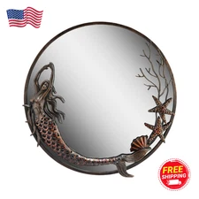 SPI Aluminum Frame Mermaid Round Mirror Bathroom Décor