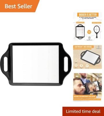 XLarge Ergonomic Hand Mirror with Double Handles - Perfect for Barbers 14''x8.5''