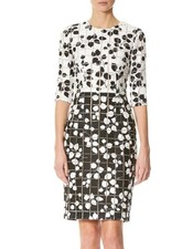 Carolina Herrera Leaf-Print Tweed Half-Sleeve Dress Size: M | US 8