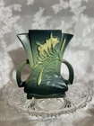 Roseville Freesia 1945 Vintage Art Pottery Blue Handled Ceramic Vase 200-7 Chips