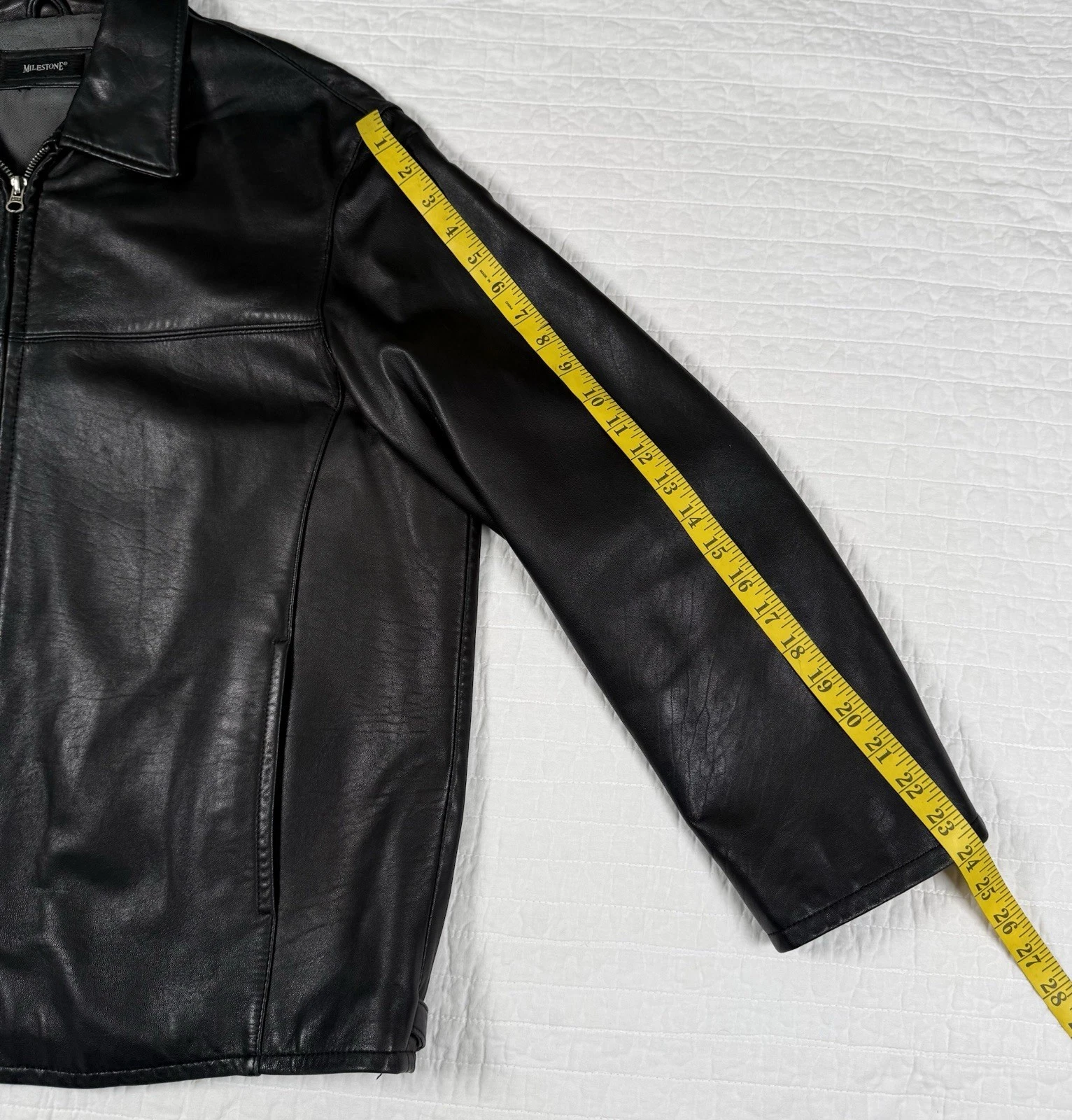Milestone Kelly Mens XL Black Genuine Leather Jacket Full Zip Classic image 6