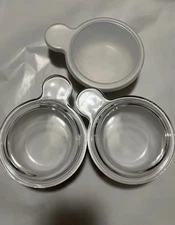 Corning Ware Set Of 3 White 15oz. Grab-It-Bowls P-150-B 2 Glass Lids & 1 Plastic