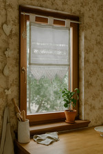 Fenstervorhang Baumwolle handgehäkelte Spitze – Vintage-Look B x H 30x45 cm 