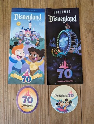 Disneyland 70th Anniversary Guidemap, Family Adventure Map,  2 Stickers