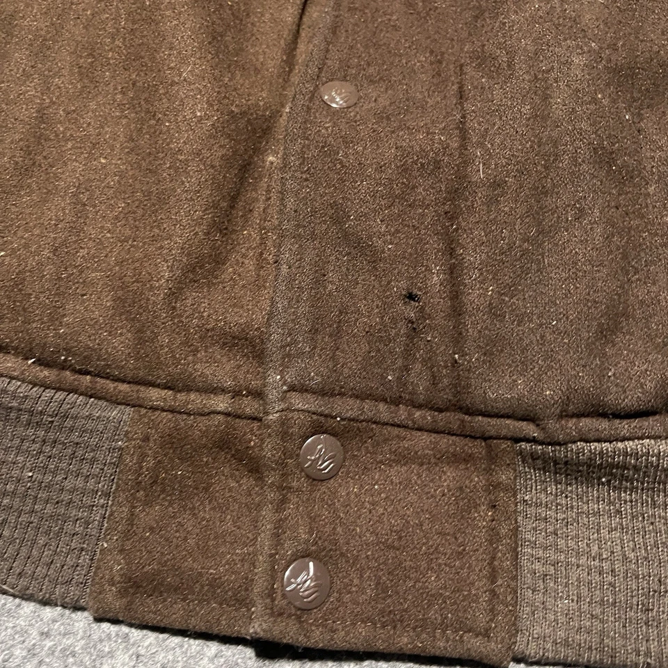 Al Wissam Leather Bomber Jacket Mens 6XL Wool Logo Baggy Hip Hop Oversized 90s - Image 4 of 4