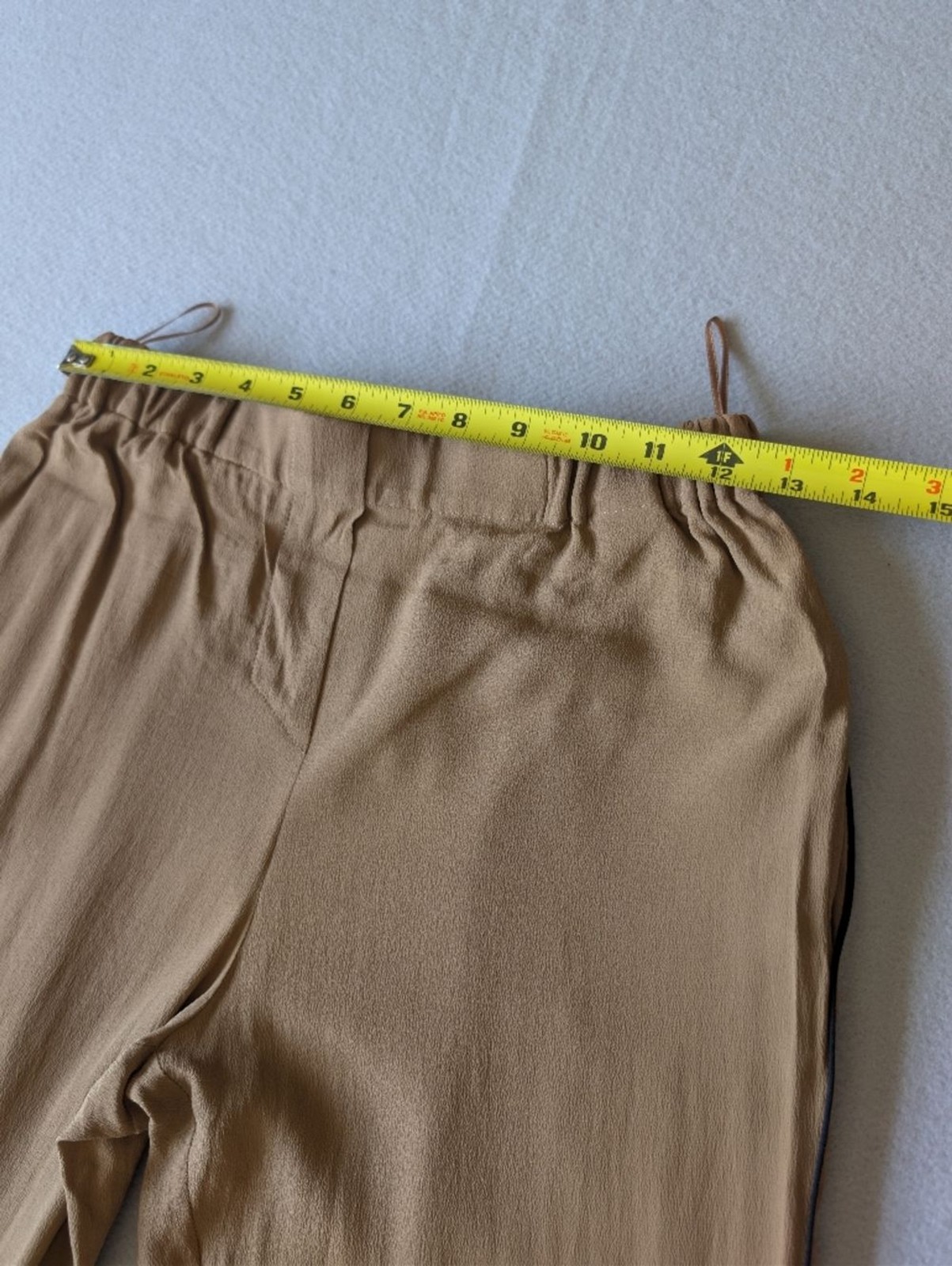 Luxury Designer Silk Blend Made In Italy Wide Leg Crop Trousers Neutral Contrast image 8