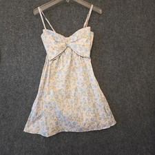 Show Me Your Mumu Dress Womens M Blue Floral Best Bow Sundress Mini Pockets