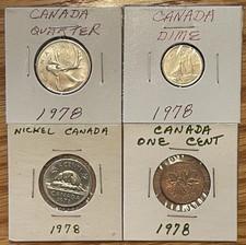 Lot of 4 Canada Coin Denominations, 1978, High Grade - Combined Shipping OK