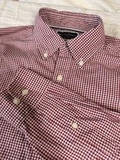 Charles Tyrwhitt Red White Gingham Non Iron Slim Fit Dress Shirt M