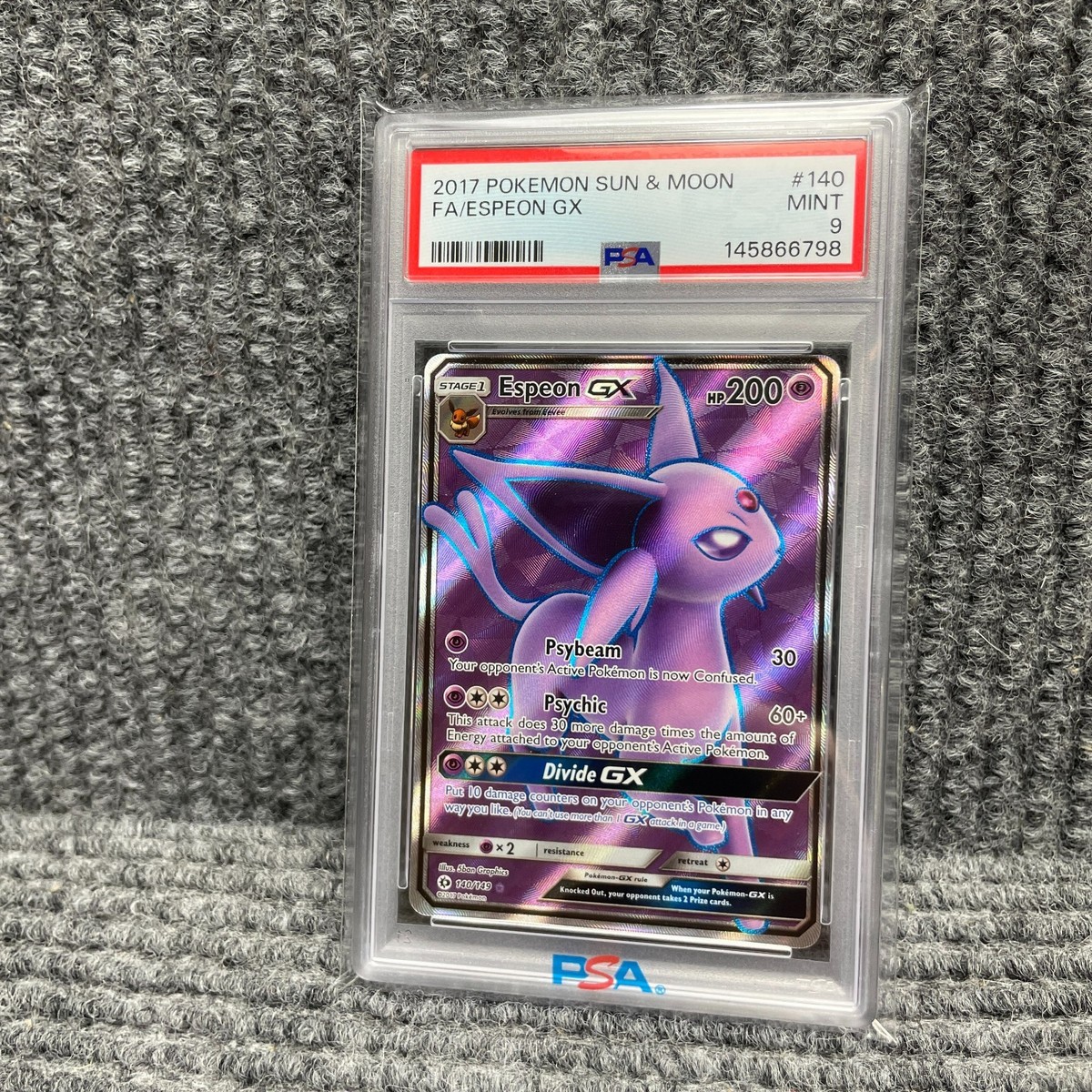 PSA 9 MINT Espeon GX 140/149 Full Art 2017 Pokémon Sun & Moon Base