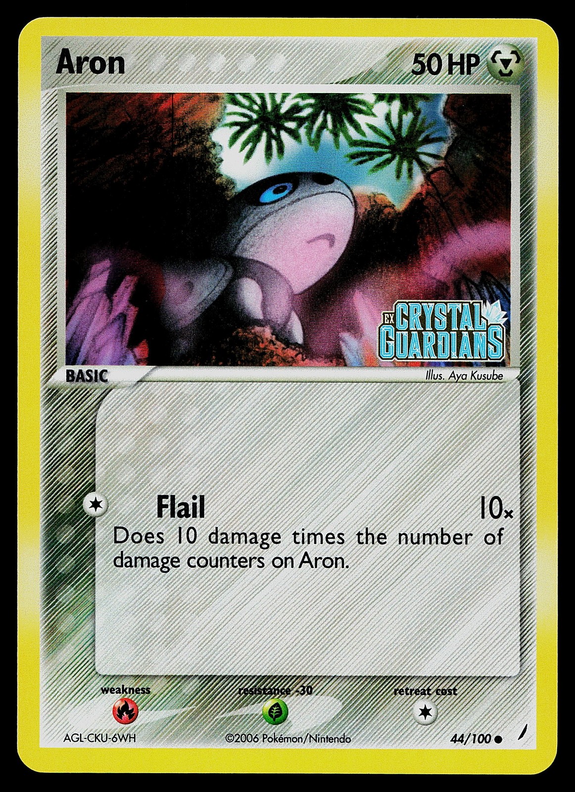 Pokemon Card - Aron Crystal Guardians 44/100 Reverse Holo Stamped