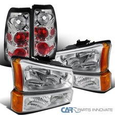 Fit 2003-2006 Silverado Clear Lens Headlights+Bumper Lights+Tail Brake Lamps