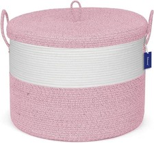 21-inchx18-inch extra-large storage basket with lid and decorativeblanket basket