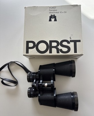 Porst Fernglas Weitwinkel 10x50 Schwarz Super Zustand + OVP 80-539 Wide Angle