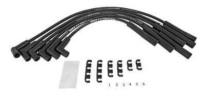 JEGS 8.0mm Black Pow'r Wires for 1964-1990 AMC/JEEP 232 & 258 6-Cylinder w/HEI